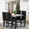 5Pcs Dining Set, Kitchen Table with 4 Piece Chairs, Dinette Set Faux Marble Rectangular Breakfast Table with Metal Legs & Black Finish Frame, for an Apartment Breakfast, White, SS1265
