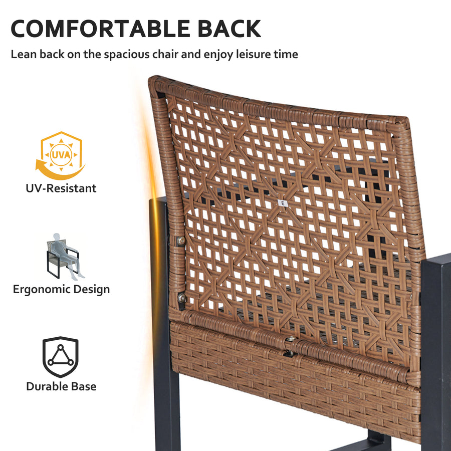 Segmart 4 Piece Patio Conversation Set, PE Rattan Patio Furniture Set with Coffee Table, All-Weather Outdoor Sofa Set with Cushion for Porch, Backyard, Balcony - Light Brown