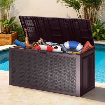 Segmart 90 Gallon Deck Box, All-Weather Outdoor Storage Box for Patio Furniture Cushions, Garden Tools & Pool Toys, Lockable Resin Storage Box, Waterproof & Tool-Free Assembly - Gray