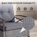 3 PCS Rocking Bistro Set, Outdoor Patio Porch Furniture Sectional Chairs with Tea Table, PE Rattan Patio Furniture Conversation Set for Lawn Pool Courtyard Garden Balcony