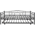 Daybed with Trundle Bed Twin Size, SEGMART Metal Trundle Bed Frame Twin Daybed Frame, Space-Saving Twin Daybed with Metal Slat Support, Daybed for Bedroom Guest Room, No Box Spring Needed, Black,H510