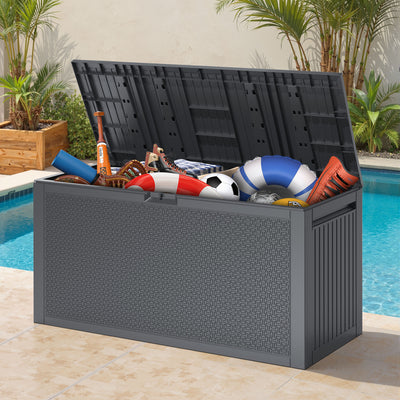 Segmart 90 Gallon Deck Box, All-Weather Outdoor Storage Box for Patio Furniture Cushions, Garden Tools & Pool Toys, Lockable Resin Storage Box, Waterproof & Tool-Free Assembly - Gray