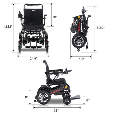 Segmart Electric Wheelchairs with Controller for Disabled and Seniors, Durable Lightweight Portable Folding Intelligent Medical Wheelchair up to 15 Miles, 20AH Battery, 300LBS, Black