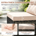 Patio Outdoor Furniture Sets, 7 Pieces All-Weather Rattan Sectional Sofa with Tea Table, Cushions & Pillow, PE Rattan Wicker Sofa Couch Conversation Set for Garden Backyard Poolside, B04