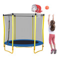 60" Trampoline for Kids, SEGMART 5FT Indoor Outdoor Trampoline with Enclosure Net, Mini Baby Toddler Trampoline with Basketball Hoop, Recreational Trampolines Birthday Gifts for Children