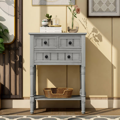 Entryway Table with Drawers and Shelf, SEGMART 23" Small Console Table Gray Sofa Table with Storage, Elegant Console Table Small Entry Table for Small Spaces Living Room Entryway Hallway Foyer, H1059