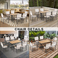 7 Piece Outdoor Patio Furniture Set, 6 Rattan Patio Chairs with Glass Dining Table, All-Weather Rectangle Patio Sofa Wicker Set with Removable Cushions for Backyard, Porch, Garden, Poolside