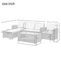 Outdoor Garden Patio Sectional Sofa Sets, SEGMART 4 Pieces Modern Wicker Furniture Set with Storage Tempered Glass Coffee Table, Armchair, Conversation Sets for Porch Poolside Backyard, S8537