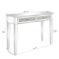 42” Mirrored Console Table with 2 Drawers for Entryway/Hallway, Silver Bedroom Desk Mirror Makeup Table Sofa Tables with Crystal for Living Room
