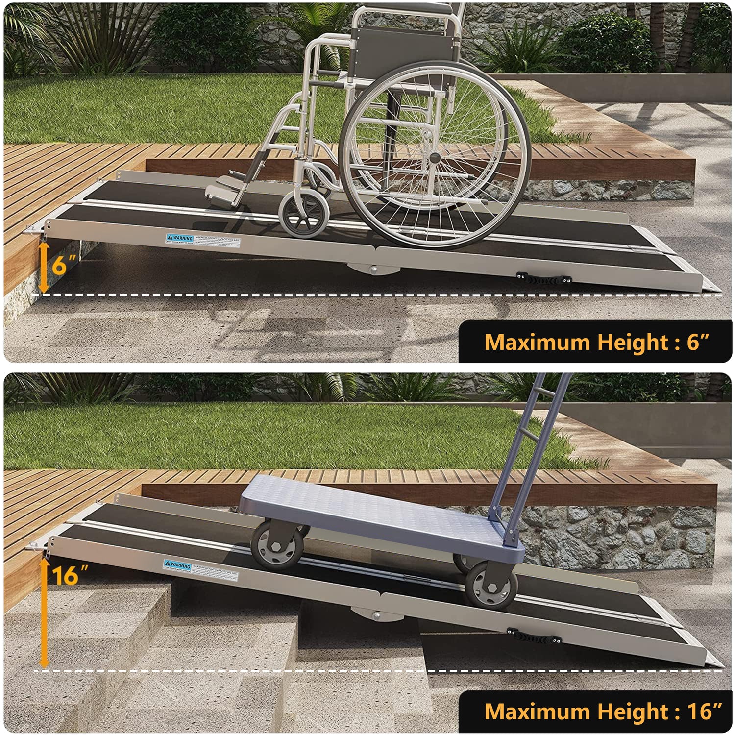 Segmart 6FT Wheelchair Ramp for Steps, Portable Non-Skid Aluminum Mobi ...