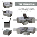 4 Pieces Patio Furniture Sets, Outdoor Patio Sectional Sofa with Storage Table, Wicker Conversation Sofa Set All Weather Patio Sofa with Cushion and Glass Table for Backyard, Porch, Pool, Gray