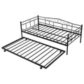 Daybed with Trundle Bed Twin Size, SEGMART Metal Trundle Bed Frame Twin Daybed Frame, Space-Saving Twin Daybed with Metal Slat Support, Daybed for Bedroom Guest Room, No Box Spring Needed, Black,H510