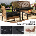 Segmart 4 Piece Patio Conversation Set, PE Rattan Patio Furniture Set with Coffee Table, All-Weather Outdoor Sofa Set with Cushion for Porch, Backyard, Balcony - Light Brown