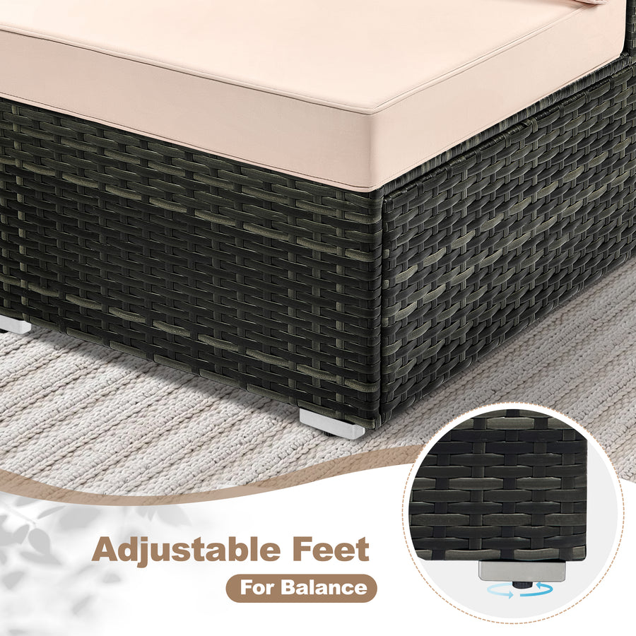 7 Piece Rattan Sectional Sofa Set, Outdoor Conversation Set, All-Weather Wicker Sectional Seating Group with Cushions & Coffee Table, Morden Furniture Couch Set for Patio Deck Garden Pool, B31