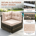 Patio Outdoor Furniture Sets, 7 Pieces All-Weather Rattan Sectional Sofa with Tea Table, Cushions & Pillow, PE Rattan Wicker Sofa Couch Conversation Set for Garden Backyard Poolside, B04