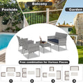 Outdoor Patio Furniture Set, Segmart 4 Pieces Rattan Conversation Set Cushioned Sofa & Charis, Deck Garden Poolside Furniture Table Set for 4, Gray