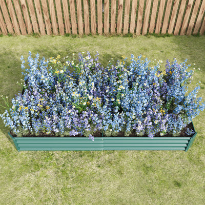 SEGMART Galvanized Raised Garden Bed, Planter Raised Garden Boxes Outdoor, Large Metal Planter Box Steel Kit for Plants, Flowers, Vegetables, Herbs, Green 7.6×3.7×0.98FT