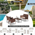 Patio Furniture Set on Sale, 4 Pieces Outdoor Rattan Conversation Sofa Set, All-Weather Wicker Patio Sets, Cushioned Sofa and Coffee Table for Garden Deck Courtyard, Brown