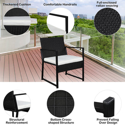 Outdoor Patio Furniture Sets Clearance, 3 Piece Outdoor Chairs with Cushions, Modern Patio Bistro Rattan Chair Conversation Sets with Coffee Table for Backyard Garden Pool Deck, L