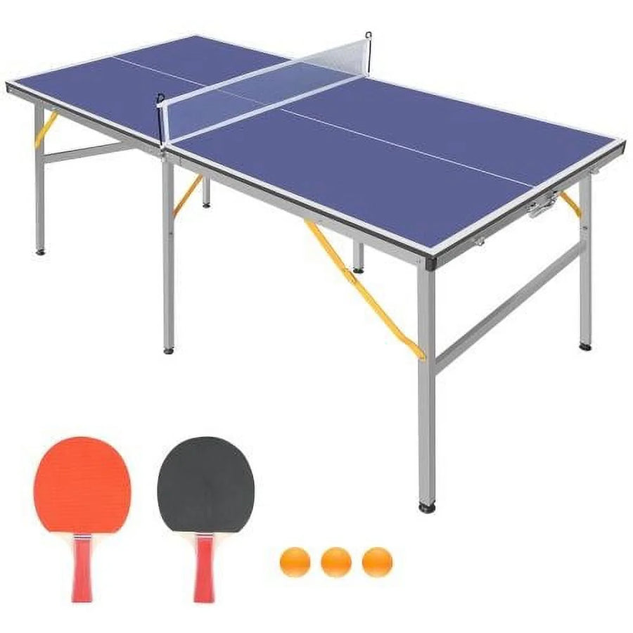 6ft Mid-Size Table Tennis Table Foldable, Portable Ping Pong Table Set –  SEGMART