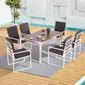 7 Piece Outdoor Patio Furniture Set, 6 Rattan Patio Chairs with Glass Table, All-Weather Rectangle Patio Sofa Wicker Set with Cushions for Backyard, Porch, Garden, Pool