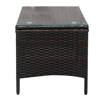 Outdoor Conversation Sets, 3 Piece Wicker Patio Set With Glass Dining Table, Modern Bistro Patio Set Rattan Chair Patio Furniture Sets with Coffee Table for Backyard, Porch, Garden, Poolside, L4776