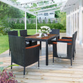 Wicker Patio Dining Set, 7PCS Outdoor Rattan Table & Chairs Set with Wooden Top & Padded Cushions, Deck Furniture Dining Table Set, Garden Porch Backyard Poolside Sectional Conversation Set, K3481
