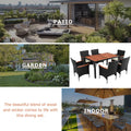 Wicker Patio Dining Set, 7PCS Outdoor Rattan Table & Chairs Set with Wooden Top & Padded Cushions, Deck Furniture Dining Table Set, Garden Porch Backyard Poolside Sectional Conversation Set, K3481