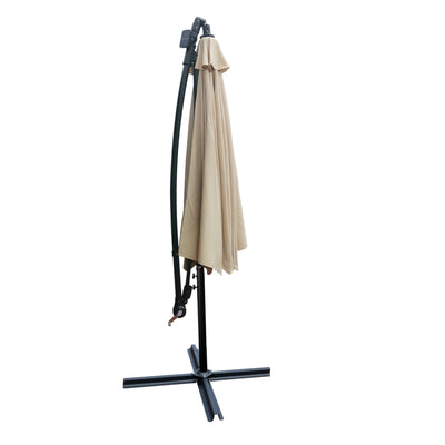 Segmart 10ft Taupe and Black Cantilever Offset Patio Umbrella with Solar Lights