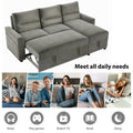 Reversible Sleeper Sectional Sofa, 82.5'' Reversible Pull Out Sectional Storage Sofa Bed with 6 Side Pockets, Polyester L-Shaped Corner 3-Seat Couch with Storage Chaise for Small Space, Gray, S8273
