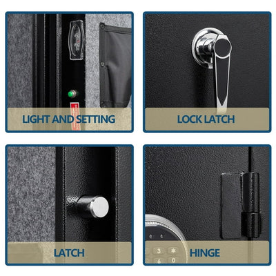 Gun Cabinet, Gun Safe with Keypad, Rifle Safe with 3 Pistol Holders, Gun Safe with Internal Light/Removable Shelf/Alarm System, Gun Safes for Rifles/Shotguns, 3.6 Cu.Ft Gun Safe Hold 2-3 Rifles, H2415