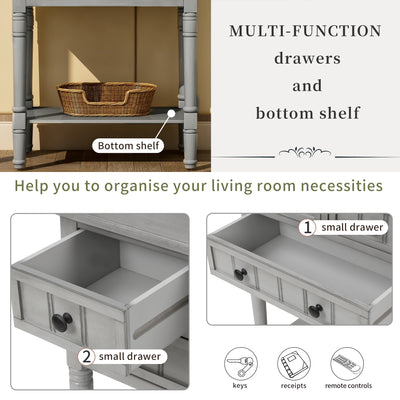 Entryway Table with Drawers and Shelf, SEGMART 23" Small Console Table Gray Sofa Table with Storage, Elegant Console Table Small Entry Table for Small Spaces Living Room Entryway Hallway Foyer, H1059