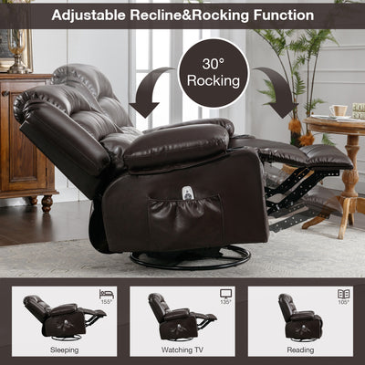 Massage Rocker Recliner Chair with Vibration Massage and Heat, SEGMART Electric Power Recliner Lounge Chair Sofa for Living Room with Side Pocket and Cup Holders, Brown
