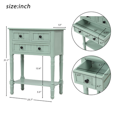 Entryway Table with Drawers & Shelf, SEGMART 23"x13" Small Console Table Sofa Table with Storage, Elegant Console Table Small Entry Table for Small Spaces Living Room Hallway Foyer Study, Retro Blue