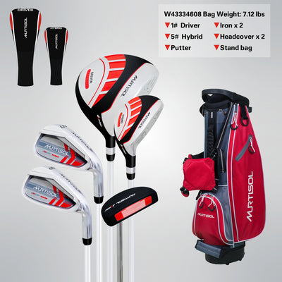 Segmart Golf Junior Golf Clubs Set, Kids Right-Hand Golf Club Sets for 9-12, Outdoor Complete Golf Club Sets with Stand & Bag, Red