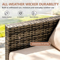 Patio Outdoor Furniture Sets, 7 Pieces All-Weather Rattan Sectional Sofa with Tea Table, Cushions & Pillow, PE Rattan Wicker Sofa Couch Conversation Set for Garden Backyard Poolside, B04