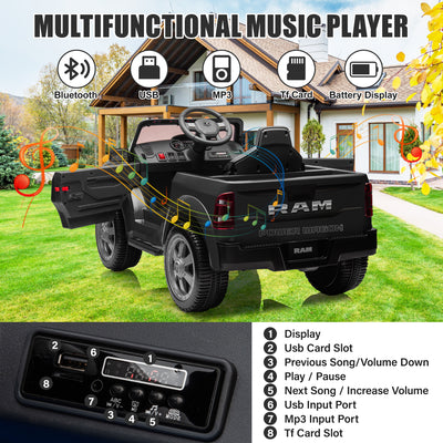 Licensed Toyota Tacoma Electric Ride on Vehicle for Kids, 12V Powered Ride on Car Toys with Remote Control, LED Lights, MP3 Player, Black