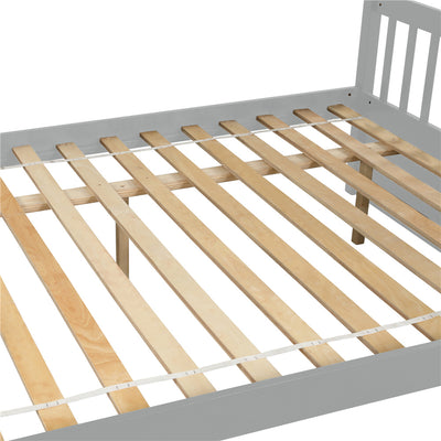 SEGMART Gray Full over Full Bunk Bed with Trundle, Solid Wood Full Bunk Bed with Ladder, Full Size Detachable Bunk Bed Frame for Kids, Boys, Girls, Teens, No Box Spring Needed, LLL1476