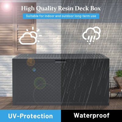 Segmart 90 Gallon Deck Box, All-Weather Outdoor Storage Box for Patio Furniture Cushions, Garden Tools & Pool Toys, Lockable Resin Storage Box, Waterproof & Tool-Free Assembly - Gray