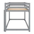 SEGMART Wood Twin Over Twin Floor Bunk Bed for Kids, Low Floor Bunk Bed with Safety Rail, Ladder, 400lbs Heavy Duty Bunk for Boys Girls, Space-Saving Bedroom Dorm Furniture, Grey