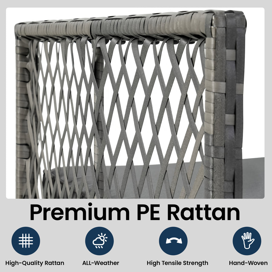 Patio Outdoor Furniture Sets, 7 Pieces All-Weather Rattan Sectional Sofa with Tea Table, Cushions & Pillow, PE Rattan Wicker Sofa Couch Conversation Set for Garden Backyard Poolside, B04