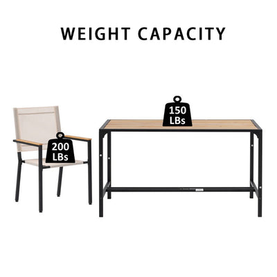 SEGMART 7 Piece Outdoor Patio Dining Set for 6-Person, All-Weather Modern Steel Patio Furniture Sets, Textilene Outdoor Dining Chairs and Metal Wood Square Table with with 1.57" Umbrella Hole