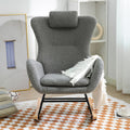 Nursery Rocking Chair, Modern Teddy Fabric Glider Chair for Mom and Baby, Accent Upholstered Rocker Glider Chair with High Backrest for Nursery Bedroom Living Room, Gray