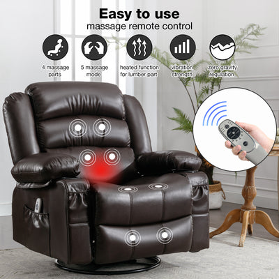 Massage Rocker Recliner Chair with Vibration Massage and Heat, SEGMART Electric Power Recliner Lounge Chair Sofa for Living Room with Side Pocket and Cup Holders, Brown