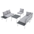 All-Weather Aluminum Outdoor Patio Furniture Set, Modern Patio Conversation Sets, Outdoor Sectional Metal Sofa with Cushion and Coffee Table for Backyard, Balcony, Garden, Light Grey