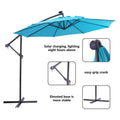 Solar Umbrellas, SEGMART 10FT Patio Umbrella with 32 LED Lights, Cantilever Outdoor Umbrella with Crank, Cross Base, Market Umbrella, Backyard Offset Umbrella for Garden, Lawn, Yard, Blue