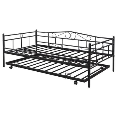 Twin Daybed with Trundle Included, SEGMART Twin Trundle Bed Frame with Metal Slat Support, Trundle Beds for Kids Teens Adults, Daybed for Bedroom Guest Room, Bed Frame No Box Spring Needed, Black