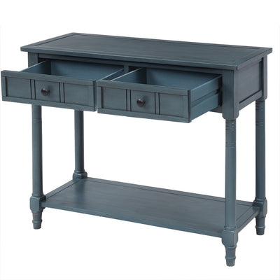 Entryway Table with Drawers, SEGMART Console Table with Storage, Solid Wood Vintage Sofa Table with Bottom Shelf, Modern Entry Table Hallway Table for Living Room Entryway Hallway Foyer, Navy