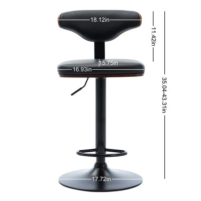 Bar Stools Sets of 2, Modern Square PU Leather Adjustable Bar Stools with Back, Armless, Footrest, 360 Degrees Swivel Counter Height Swivel Stool, for Bar, Kitchens, Living Rooms, Offices, S12970
