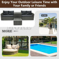 Outdoor Patio Conversation Set, 4 PCS All-Weather PE Rattan Sectional Cushioned Sofa with Table and Storage Box, Manual-Woven Wicker Couch Chair Set, Outdoor Patio Deck Garden Bistro Set, B864